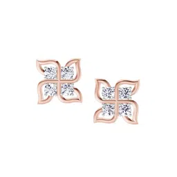 Sparkles Lab Grown Diamond 1 Carat Quatrefoil Stud Earrings 14K Rose Gold-image-41