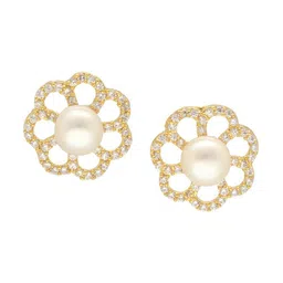 sri jagdamba pearls dealer Sri Jagdamba Gold Plated Pearls Dealer Contemporary Studs Earrings image 3
