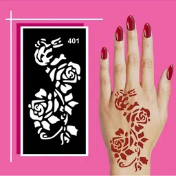 VOORKOMS Mehndi Stencil Sticker With Delicate Flowers For Festival Ready Hands-picture-10