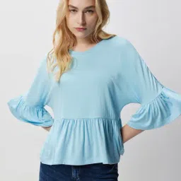 Cover Story Blue Peplum Top-image-51