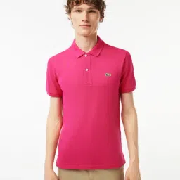 Lacoste Pink Cotton Slim Fit Polo T-Shirt-image-12