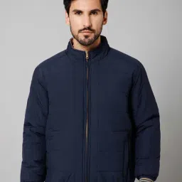 Cantabil Navy & Brown Regular Fit High Neck Reversible Jacket-image-18