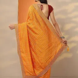 Libas Mustard Printed Saree With Unstitched Blouse image 2