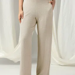Selvia Women Textured Mid-Rise Wide Leg Regular Trousers-image-43