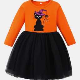 YK Girls Graphic Embroidered Fit & Flare Dress-picture-18