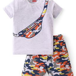 Babyhug Cotton Knit Half Sleeves T-Shirt & Shorts Set With Camouflage Print - Multiclor-image-127