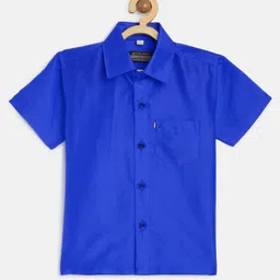 THANGAMAGAN Half Sleeves Solid Shirt - Blue image 1