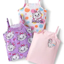 Babyhug Disney Single Jersey Knit Sleeveless Slips with Marie Graphic Pack of 3 - White Lilac & Pink-picture-36