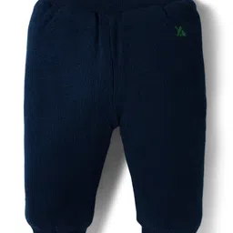 Yellow Apple Knit Full Length Solid Colour Fleece Pant - Navy Blue-picture-12