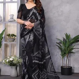 MAHALASA Tie And Dye Dyed Pure Georgette Saree With Unstiched Blouse Piece-picture-39