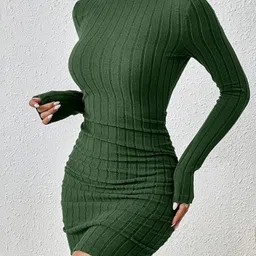 KPOP Self Design Mock Neck Bodycon Mini Dress image 3