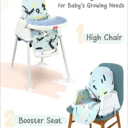Babyhug Comfy High Chair with Printed Cushion-Turquoise image 2