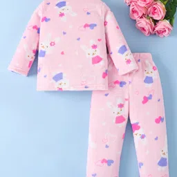 Mark & Mia Full Sleeves Winter Wear Night Suit With Heart Print - Pink image 2