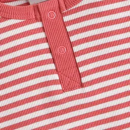 Cot & Candy Organic Cotton Full Sleeves Striped Onesie - Berry Red image 4