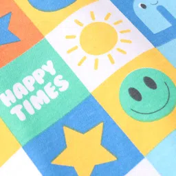 Babyhug 100% Cotton Knit Half Sleeves Romper with Smiley Print - White image 3