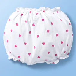 Doodle Poodle 100% Cotton Hearts Printed Bloomers Pack Of 3 - Pink White & Dark Pink image 3