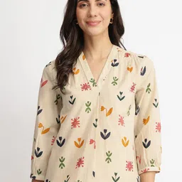 Pink Fort Floral Print Cotton Top image 1