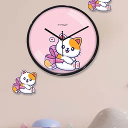 RANDOM Pink & White Aimal Printed Contemporary Round Shaped Analogue Wall Clock-picture-26