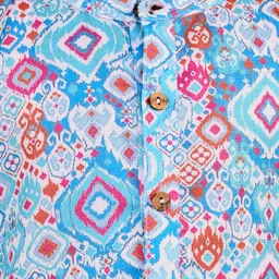 Babyhug Cambric Woven Full Sleeves Shapes Printed Kurta With Pyjama Set - Blue & White image 4