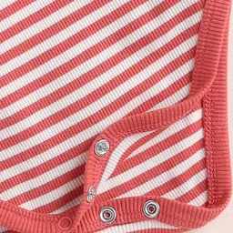 Cot & Candy Organic Cotton Full Sleeves Striped Onesie - Berry Red image 5