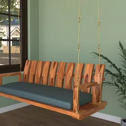 JAIRI TRADERS Brown & Green Wooden Swings With Back Support & Cushion-picture-39