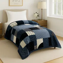 Nivasam Blue & Navy Blue Abstract Printed Mink Mild Winter 500 GSM Single Bed Blanket-picture-19
