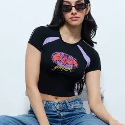The Souled Store Black Cotton Graphic Print Crop T-Shirt-picture-48