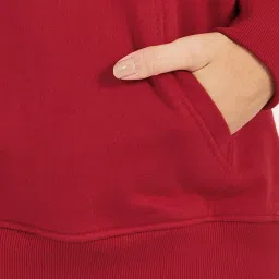 Styli Red Cotton Printed Hoodie image 5