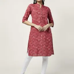 Rangmanch by Pantaloons Red Cotton Printed Straight Kurta-picture-22