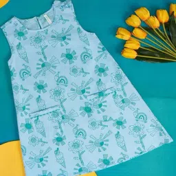Pantaloons Junior Kids Blue Cotton Printed Dress-picture-33