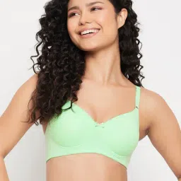 Clovia Mint Green Cotton Full Coverage Non-Wired T-Shirt Bra-image-66