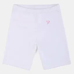 TWIN BIRDS Kids White Cotton Skinny Fit Shorts-image-4