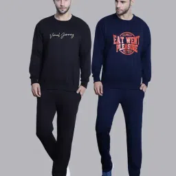Vimal Jonney Black & Navy Regular Fit Printed Sweatshirt & Trackpant Set - Pack of 2-picture-46
