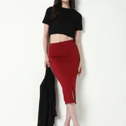 showoffff Showoff Red Cotton Blend Regular Fit Skirt image 5