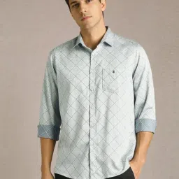 Louis Philippe Grey Cotton Slim Fit Printed Shirt-picture-20