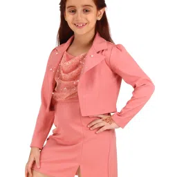 Cutecumber Girls Coralpink Party Dress With Jacket image 5