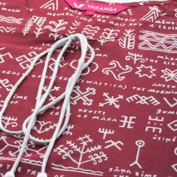 Varanga Maroon Cotton Printed Straight Kurta image 5