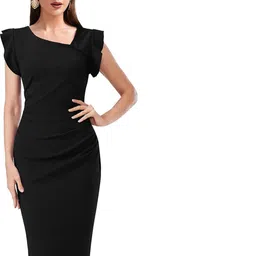 TESSAVEGAS Flutter Sleeve Sheath Midi Dress-picture-41