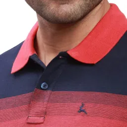 Parx Red Cotton Regular Fit Striped Polo T-Shirt image 5