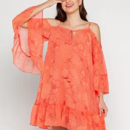 Zink London Peach Floral Print Dress-picture-24