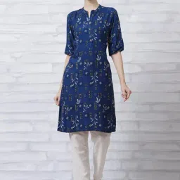 Rangriti Blue Printed Straight Kurta-picture-29