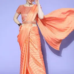 Saree Mall Orange Woven Saree With Blouse-image-6