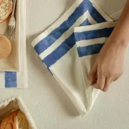 Ellementry Inky White & Blue Cotton Napkin - Set of 6-picture-23