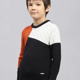 Monte Carlo Boys Rust & Black Wool Blend Self Sweater image 5