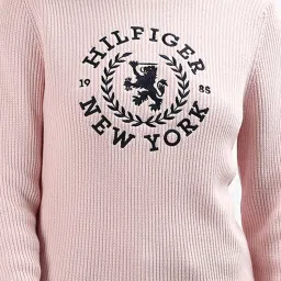 TOMMY HILFIGER Light Pink Cotton Self Design Sweatshirt image 5