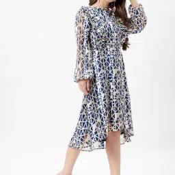 Kibo Blue Polyester Print Midi Dress image 5
