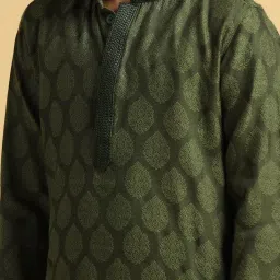 KISAH Boys Green Embroidered Kurta image 5