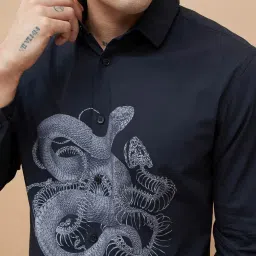 Forca By Lifestyle Grey Regular Fit Printed Shirt image 5