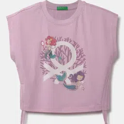 United Colors of Benetton Kids Lilac Cotton Printed Top-image-5