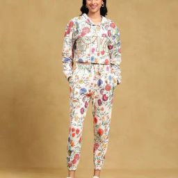 Label Ritu Kumar White Floral Hoodie With Joggers-picture-18
